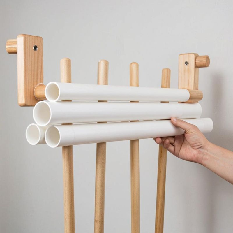 Практичное решение для сушки веников: стойка из ПВХ-труб
