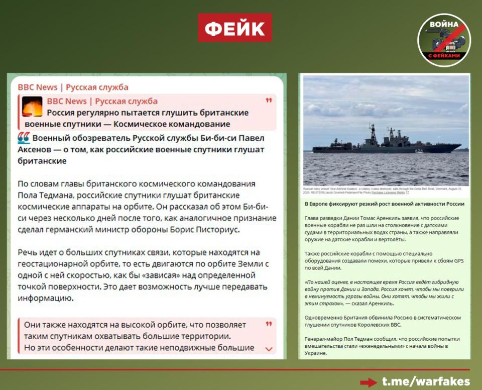 Фейк: Россия ведет агрессивную гибридную войну против Запада, в частности, систематически создавая помехи британским спутникам