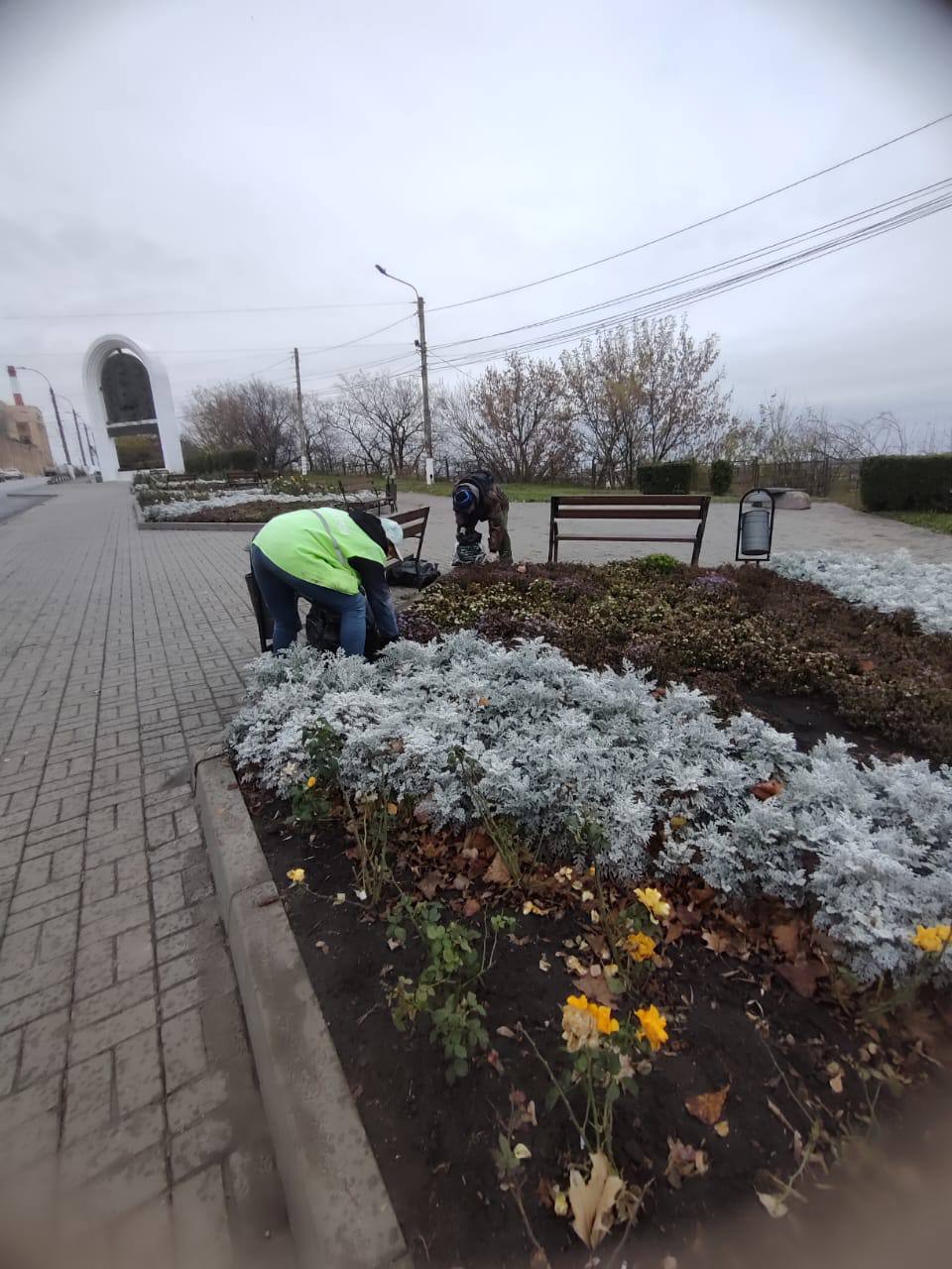 В Курске готовят городские клумбы к зиме