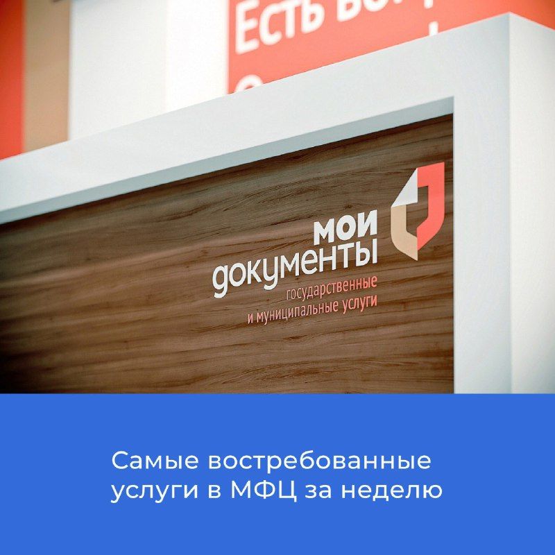Самые востребованные услуги Управления Министерства внутренних дел по Курской области в МФЦ за прошедшую неделю: