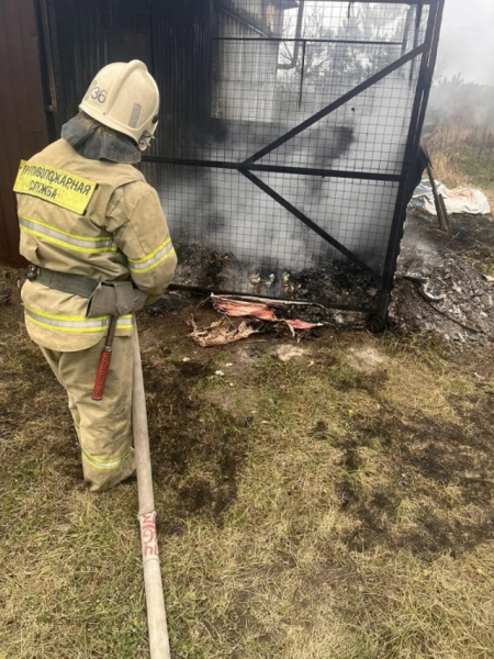 Под Курском потушен пожар на подворье