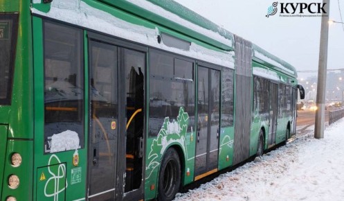 В Курске в троллейбусе-гармошке разбили дверь