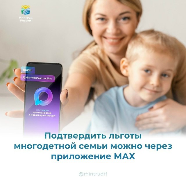 Подтвердить льготы многодетной семьи можно через приложение МАХ