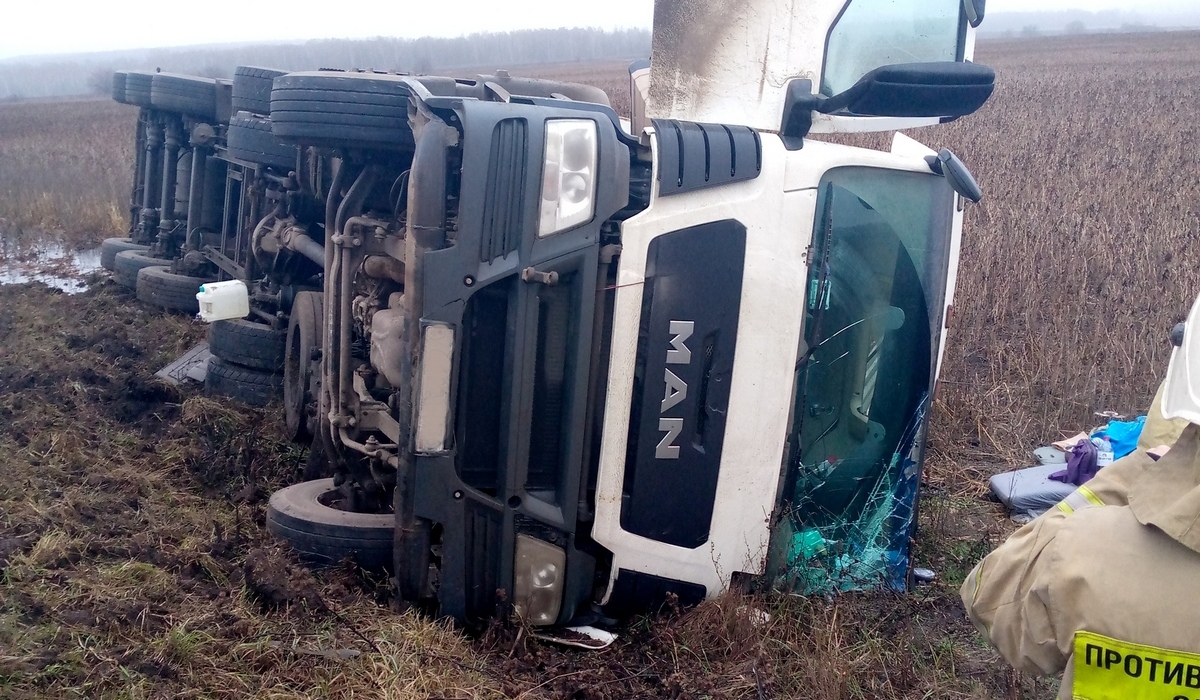 В Курской области водитель не справился с управлением и вылетел в кювет