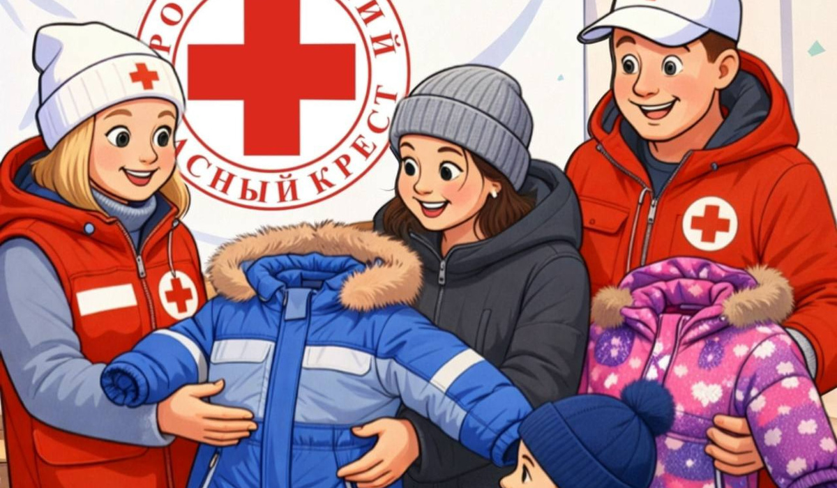 В Курске волонтеры РКК выдают детские зимние комбинезоны малоимущим семьям
