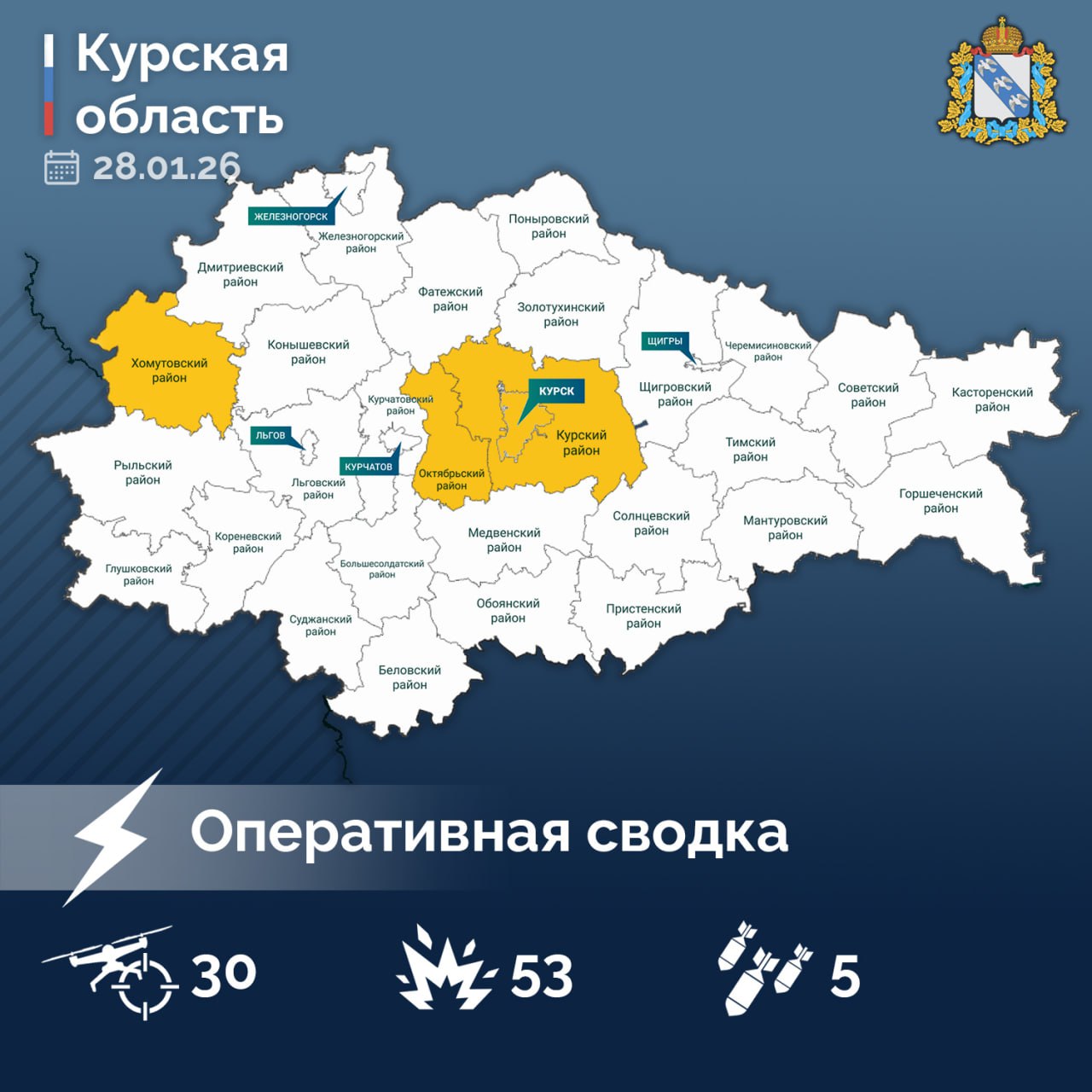 Александр Хинштейн опубликовал сводку об оперативной обстановке в Курской области за прошедшие сутки: