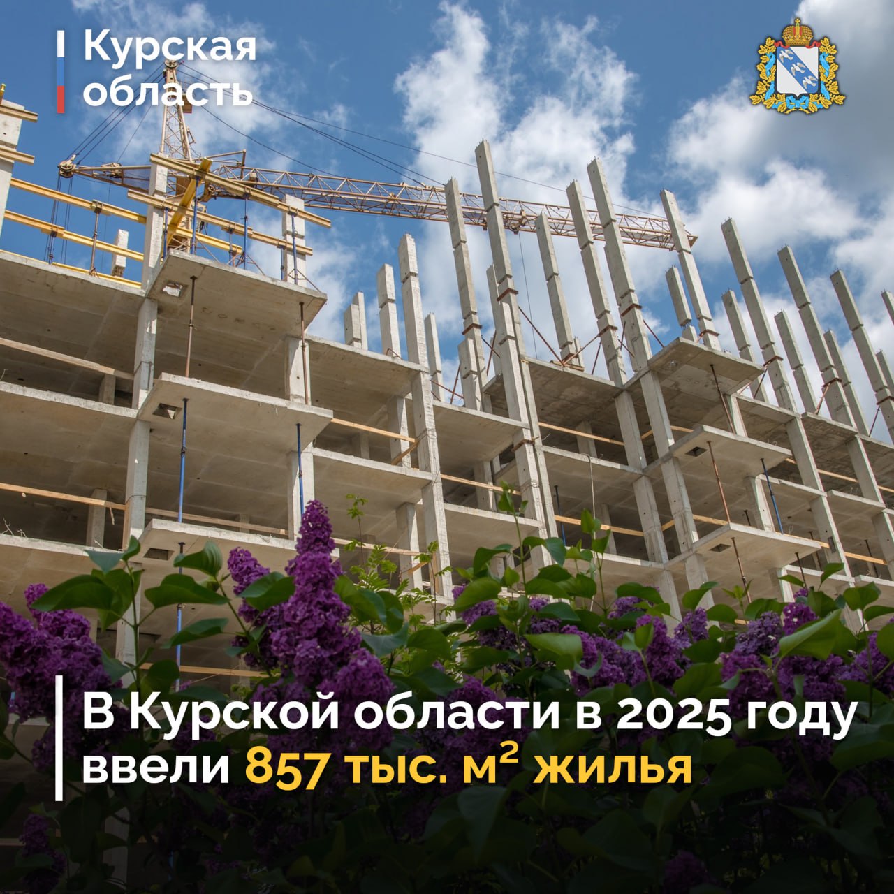 В 2025 году в Курской области введено в эксплуатацию 857 тыс