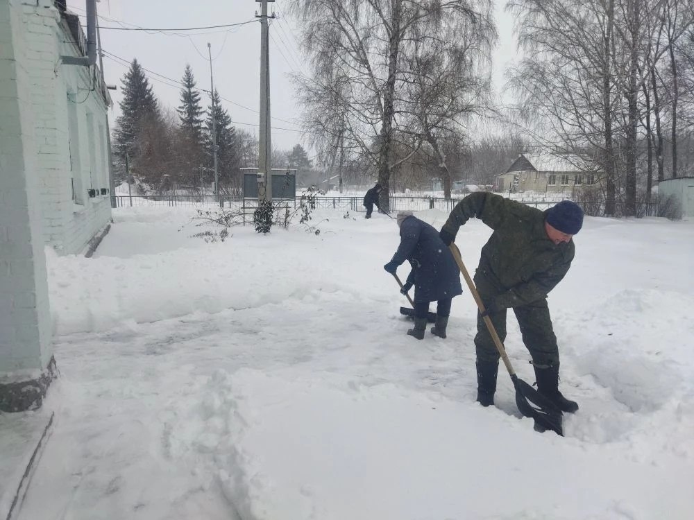 После снегопада в Черемисиновском районе стартовали субботники по уборке снега!