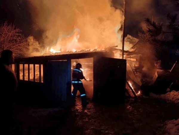 Под Курском потушили пожар на подворье