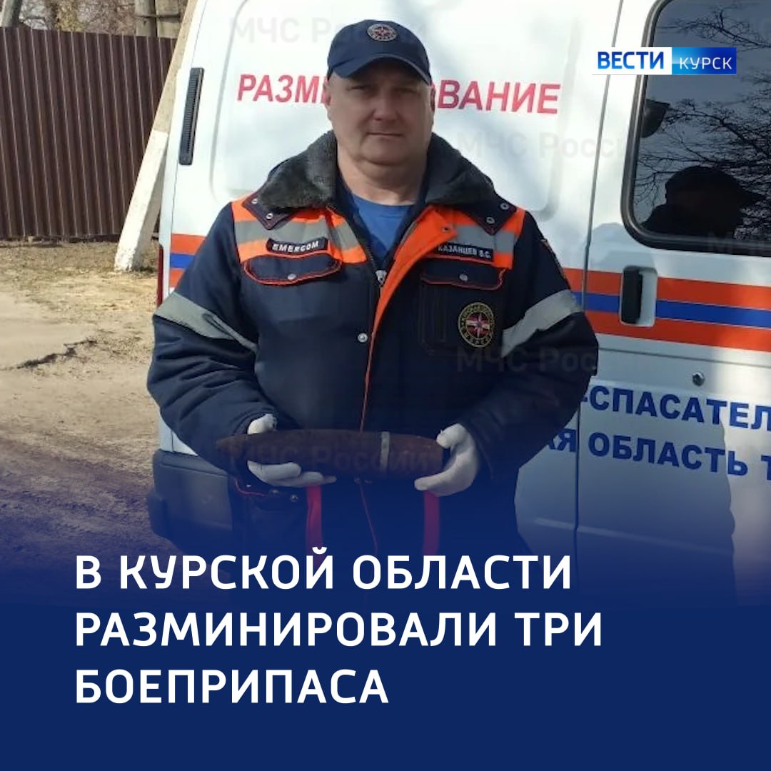 Три боеприпаса времён ВОВ обезвредили в Курской области
