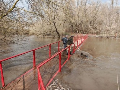 В Курске из-за паводка закрыли пешеходный мост на 1-й Стрелецкой