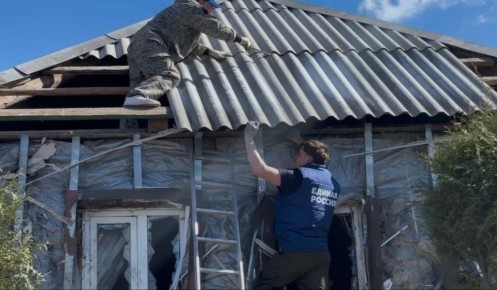Волонтеры «Курского рубежа» устраняют последствия обстрела Льговского района