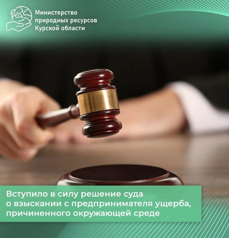Вступило в силу решение суда о взыскании с предпринимателя ущерба, причиненного окружающей среде