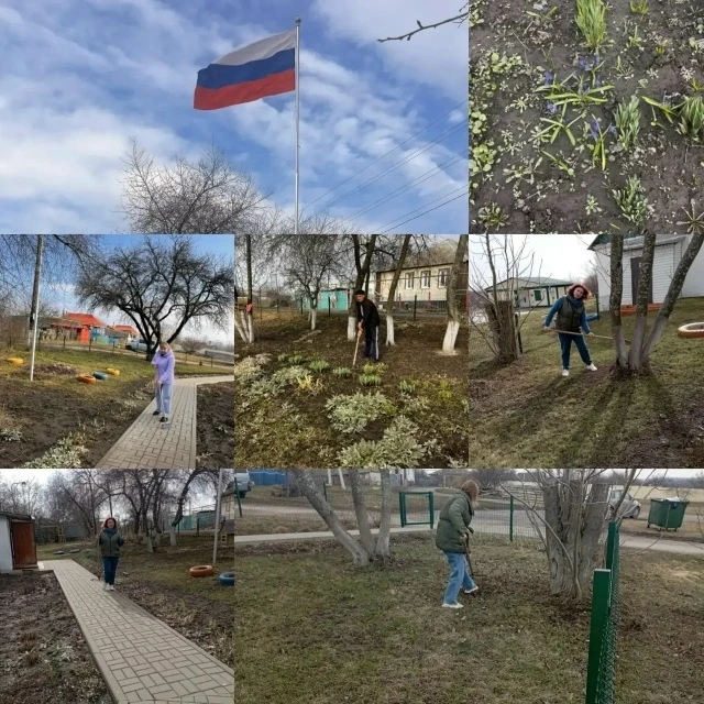 #субботник. В Гремяченском филиале Моковской школы прошел большой весенний субботник