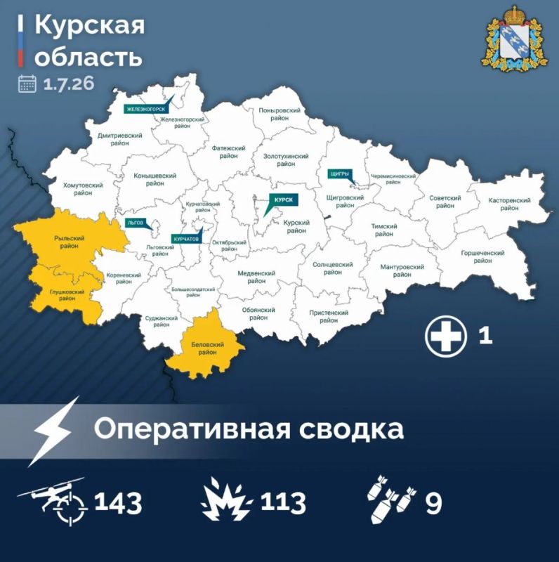 113 раз ВСУ обстреляли курское приграничье из артиллерии: пострадал 65-летний житель Белой