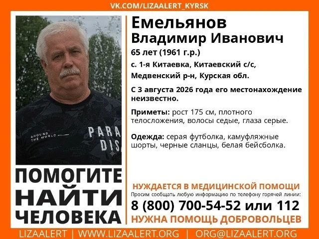 В Курской области ищут 65-летнего мужчину
