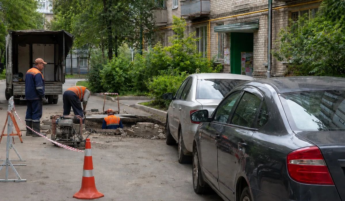 Курян просят не оставлять машины в зоне ремонтных работ на Павлуновского