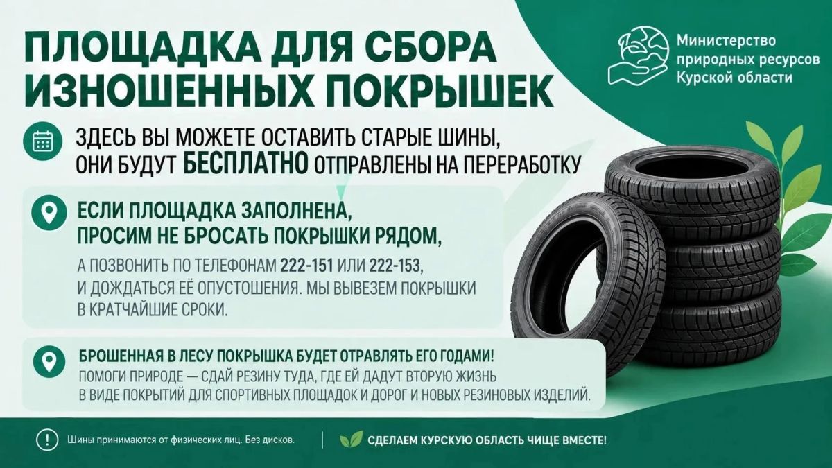 В Курске открыли еще 2 площадки для приема старых автопокрышек