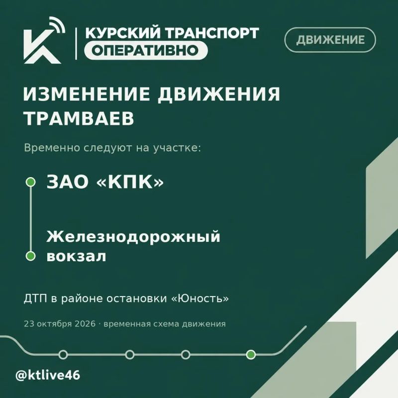 В Курске из-за ДТП временно изменили движения трамваев
